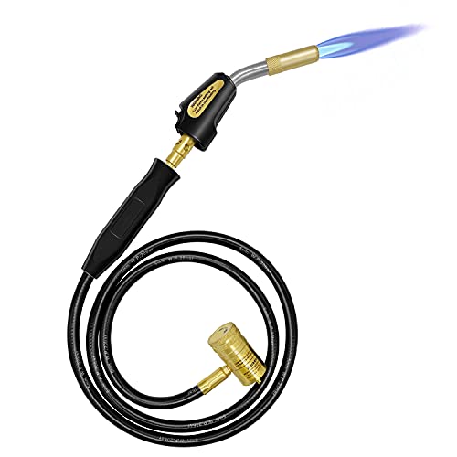 Propane Torch with 4.8ft Hose and Self Ignition Trigger, Mapp Gas Torch,Welding Torch for Brazing,Barbecue,Heating,Handheld Blow Torch For MAPP Cylinder