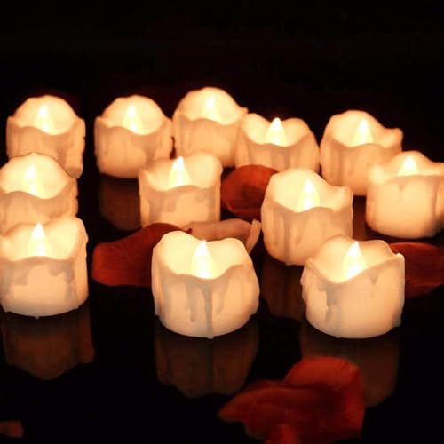 Velas LED,12 Luces de Té Sin Llama con función de temporizador Velas Realistas Electrónicas Blanco cálido Funciona con Pilas para Bodas Cumpleaños Festivales Halloween Hogar Cena Fiesta Decoración