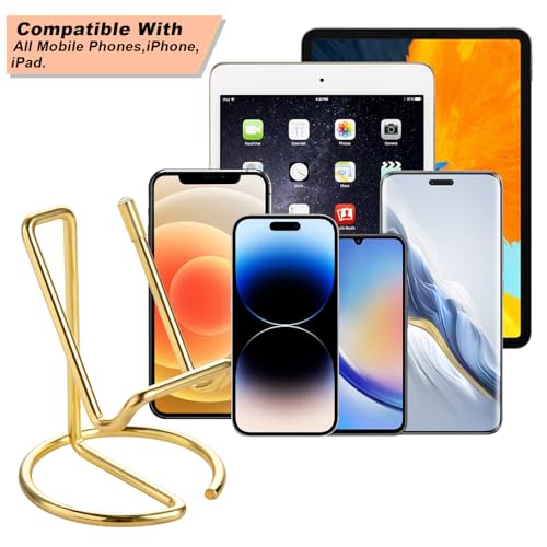 Cell Phone Stand for Desk, Cute Metal Gold Cell Phone Stand Holder Desk Accessories, Compatible with All Mobile Phones,  - Additional View