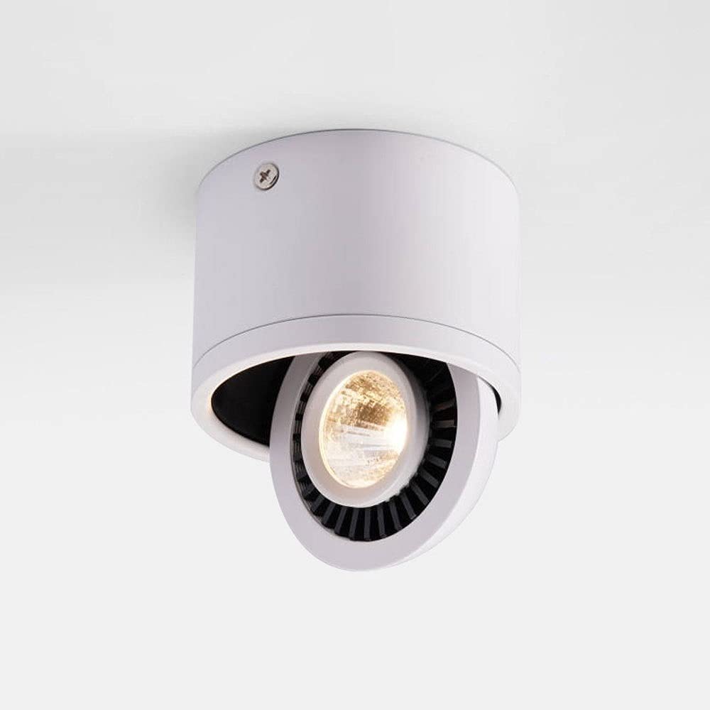 Spot de plafond cylindrique blanc orientable 7W 4500K en aluminium pour éclairage intérieur