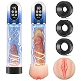 HIVEFUN Penispumpe Sex Toyset für Man, Sex Spielzeug für die Männer Penies Pump Vakuumpumpe für den Mann mit 4 Saugstufen 3 Trainingsmodi, Wasserdicht Masturbieren für Männer Elektrisch Penis Pumpe