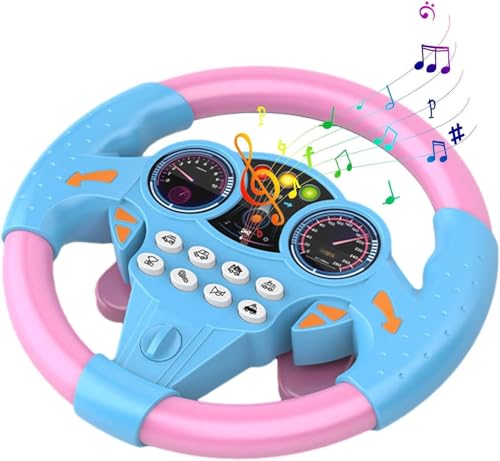 Image of Kids Driving Steering Wheel Funny Interactive Driving Wheel with Music (New Pink)