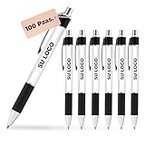Cimpress Bolígrafo Personalizado con Tinta Negra, 100 Unidades, Impresión Completa con Texto o Logo, con Agarre Antideslizante, Ideal para Profesores y Eventos