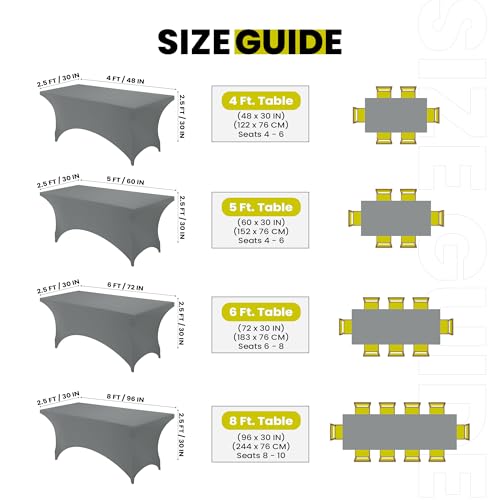 Image of Utopia Kitchen Spandex Tablecloth 1 Pack [6FT, Grey] Tight, Fitted, Washable and Wrinkle Resistant Stretch Rectangular Patio Table Cover for Event, Wedding, Banquet & Parties [72Lx30Wx30H Inch]