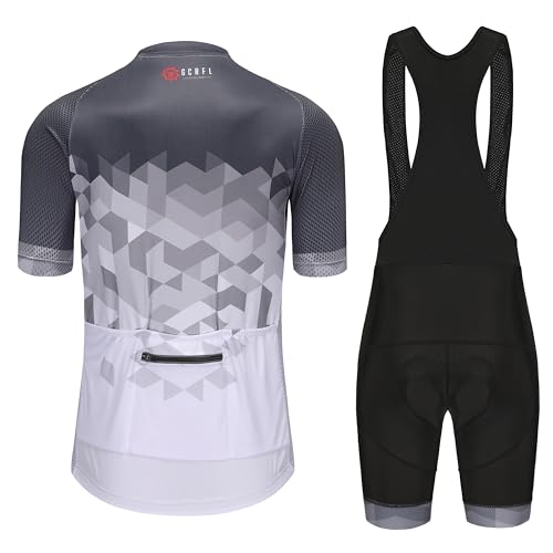 GCRFL Conjunto masculino de jérsei de ciclismo com manga curta e zíper Pokcet com acolchoado, kit de