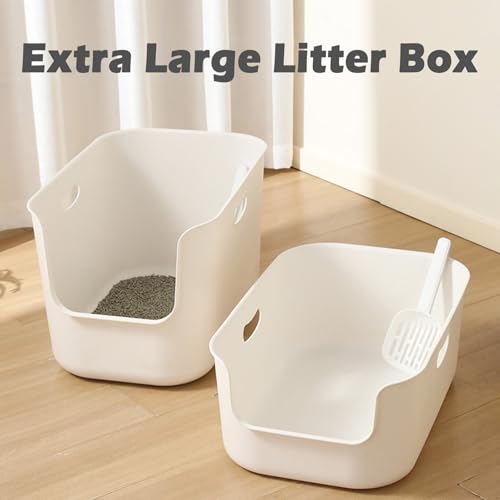 SpaceTime Extra Large Litter Box with High Sides,22.64\"×14.76\"×13.98\" XL Multi Cat Litter Pan for Kitty,Cat Boxes for Indoor Cats,Jumbo Litter Boxes for Big Cats,Anti-Splashing,Easy to Clean - Thumbnail 2