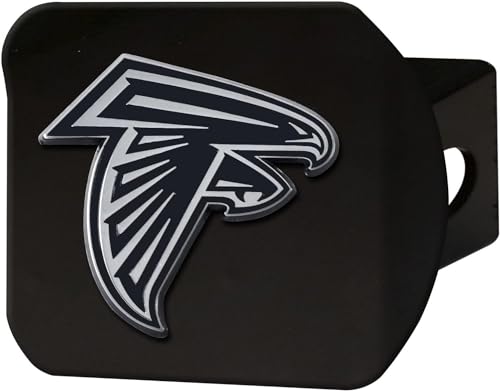 Atlanta Falcons NFL Black Metal Hitch Cover with 3D ChromeTeam Logo by FANMATS - Unique Molded Design – Easy Installation on Truck, SUV, Car - Ideal Gift for Die Hard Football Fan