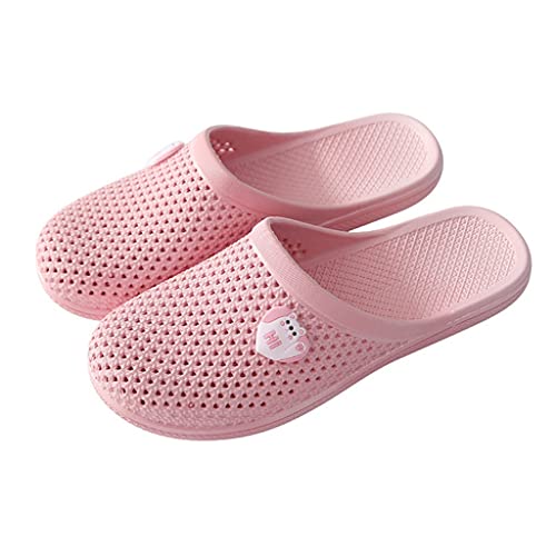 YXCKG Lightweight Slippers, Summer Slippers, Womens Slippers Mute Non-Slip Sandals, Indoor Outdoor Hole Shoes，Garden Shoes Soft Breathable Walking Slippers (Color : Pink, Size : EUR38)