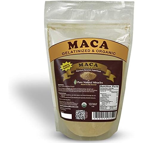 Pure Natural Miracles Maca Powder - Peruvian Maca Root Powder - Maca Powder Organic - Gelatinized Maca Powder - Organic Maca Root Powder - 16 oz Cover