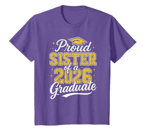 Proud Sister of A 2026 Graduate Class of 2026 Graduation T-Shirt, Youth, Purple Heather, Small