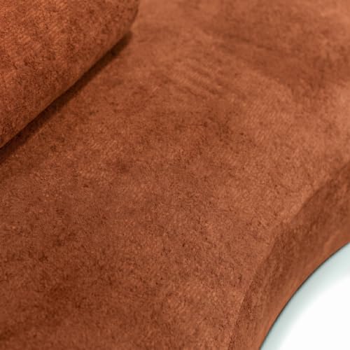 Image of Furniture of America Sylin Modern Chenille Sofa with Pillows, Curved Arms and High Density Foam, Wooden Comfortable Couch for Living Room, Office, Terracotta Brown