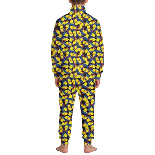 Image of Kids Two-Piece Classic Zippered Sports Jacket Set Sweatpants Jogging Teenager Sportswear Set