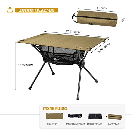 Onetigris Worktop Outdoor Folding Table, Portable Hard Top Camping Table With Mesh Storage Organizer And Carry Bag For Indoor, Outdoor, Hiking, Backpacking, Picnic, Partio, Bbq, Travel, Fishing #TOP3
