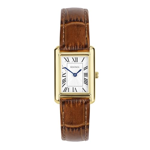 Image of Sekonda Classic Ladies 22mm Colette Watch in Gold with Brown Leather Strap & White Dial