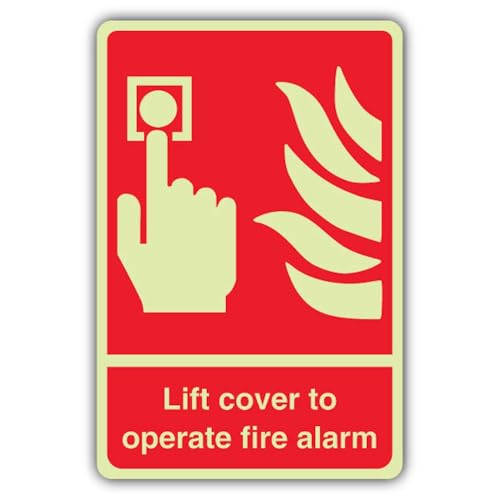 Panneau photoluminescent lift cover fire alarm 300x450mm en plastique rigide