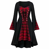 vintage kleid spitze boho ♛Außenkleid: Halloween-Retro-Kleid mit Krawatten in der ersten Reihe, mit dem Sie den Brust- und Taillenumfang leichter anpassen können, was besser zu Ihrer Figur passt. Sehr gut geeignet für Halloween-Rollenspiele, allein in kunstvollen Fotos oder lässigen Modekleidern!