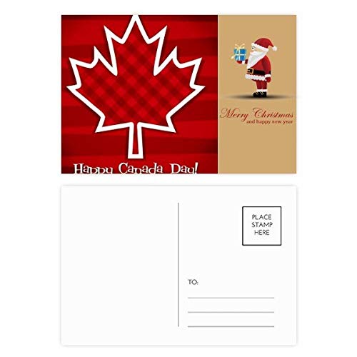 Cartes postales carrées Père Noël Feuille d'érable pour fête du Canada et 4 juillet x20