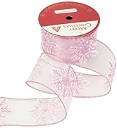 Amazon.com: HUIHUANG Pink Wired Satin Ribbon with Glitter Stripe Edges ...
