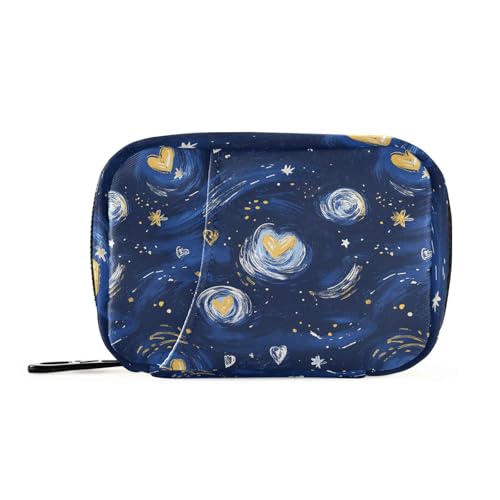 Bolsa de viaje con compartimentos desmontables, organizador portátil de medicamentos de viaje para San Valentín, amarillo y azul