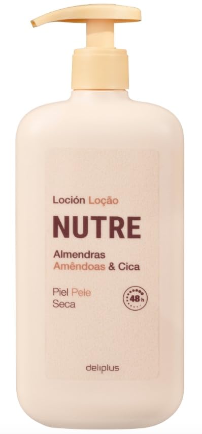 Loción Corporal Nutre 600 ml. Deliplus Almendras y Cica pieles secas.