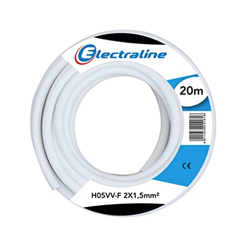 Electraline 11485 H05VV-F Cavo per Prolunghe, Sezione 2x1,5 mm, Lunghezza 20M