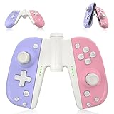 Wireless Controller for Nintendo Switch, PowerLead Controller Joystick for Switch/Switch Lite, 2 Pack Replacement for Switch L / R Remote with Turbo Macro and 6-axis Gyroscope (Grip Included)