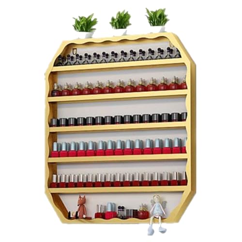 Scaffali per Smalti per Unghie Montati Parete Metallo, Espositore Rettangolare Oro Vetrine Cosmetici, Espositori rettangolari, ripiano per Negozio di saloni, Soggiorno(Gold)