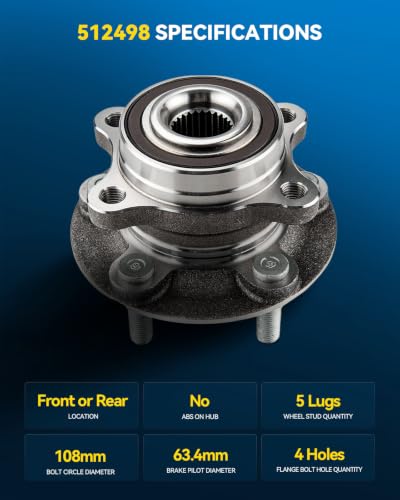 Image of PHILTOP 512498 2 x Front /Rear Wheel Bearing Hub Assembly for Fusion, MKZ