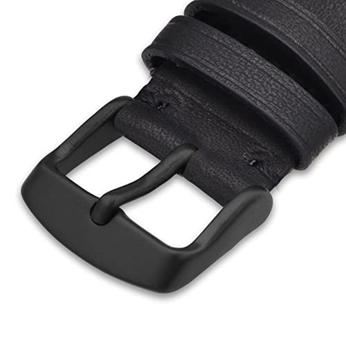 Wocci 22Mm Vintage Leather Watch Band With Black Buckle, Replacement Bands (Black) #TOP7