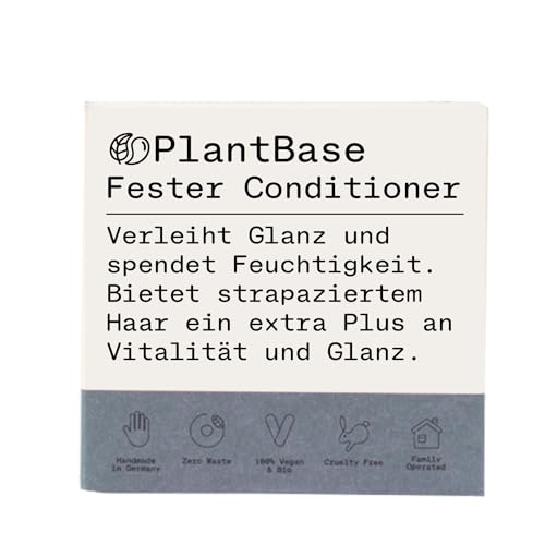 PlantBase Fester Conditioner 60g, Spülung für intensive Feuchtigkeit & Glanz, mit frischem Lemongras Duft, Conditioner mit Kokosöl, Olivenöl & Sheabutter, Handgemacht & Made in Germany