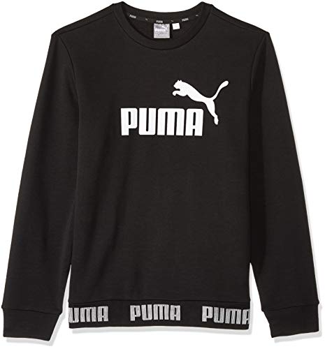 PUMA Men's Amplified Crewneck Sweatshirt, Cotton Black, L