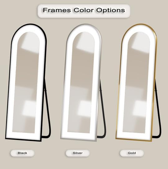 23,5’’W x 67’’ White Modern Minimalist - Abstract Floor Mirror Full Lenght Mirror - Arch Full Body Stained Floor Mirror with Silver Frame