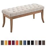 [page_title]-CLP Sitzbank Ramses mit hochwertiger Polsterung und Stoffbezug I Bank mit antik-Hellen Holzbeinen I Holzbank mit Einer Sitzhöhe von: 46 cm Creme, 100 cm