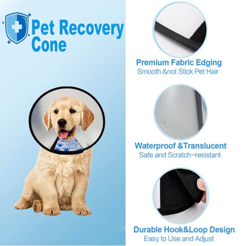 Image of Soft Plastic Recovery Cone Collar for Dogs After Surgery Wound Care - Adjustable Collar Prevents Licking & Biting, Fits French Bulldog Puppy, Shih Tzu, Bichon Frise, Yorkie (Neck:9-11.4in)