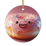 WHJSHOP Smiling Donuts Muster Weihnachtsbaum Keramik Hängende Runde Anhänger zum Dekorieren von Einkaufszentren, Geschäften, Häusern