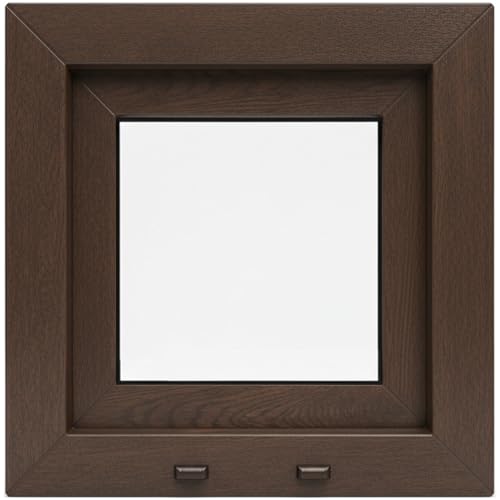 Miniatura 3 de Ventana Pvc Reforzada 500x500 Nogal Oscilobatiente Derecha Cristal Climalit Mate Perfil Aluplast Entrega 24 48h