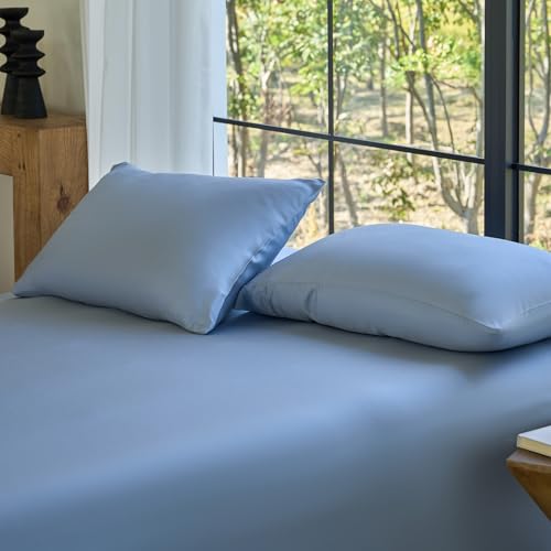 DOZ by SIJO Juego de fundas de almohada de bambú 100 % orgánico, suaves como la mantequilla, refrescantes para personas que duermen con calor, sedosas, transpirables, Oeko-TEX, alto GSM, bolsillos