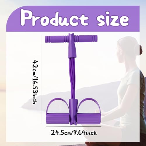 Sit up Exercise Equipment, Exercise Equipment for Home Use, 4-Tube Elastic Pull Rope Foot Pedal Resistance Bands for Women and Men, Abdominal Waist and Leg Exerciser, Fitness Equipment for Home Gym