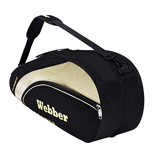 IPENNY Tennis 6 Racquet Bag Badminton Dustproof Gym Carrying Duffel Backpack Shoulders Bag Handbag Equipment Tote Bag with Shoes Compartment and Detachable Strap4