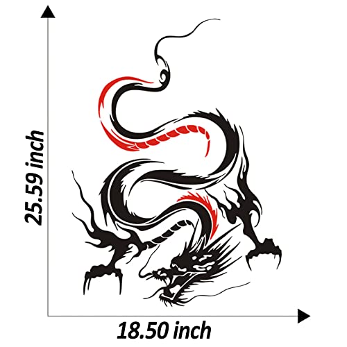 Fochutech 1Pc Car Auto Body Sticker Engine Hood Cool Dragon Self-Adhesive Side Truck Vinyl Graphics Decals Motorcycle (Black Red) #TOP1