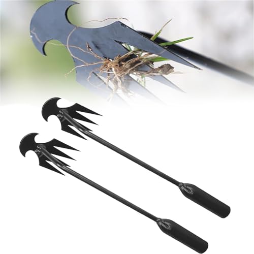Caduola Strumento per diserbo per sradicamento di artefatti, Strumento per estrarre Le Erbacce Strumento per estrarre Le Erbacce da Giardino 4 Denti in Acciaio al Manganese (27CM+50CM)