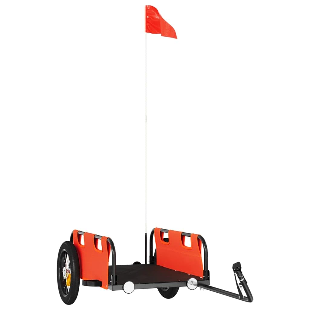 Remorque de vélo Orange Tissu Oxford et Fer Remorque de Transport pour vélo, Chariot à roulettes -A