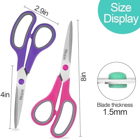 Scissors, 6 Pack 8" All Purpose Stainless Stee Scissor for Everyday Use