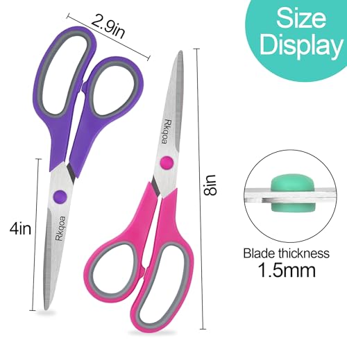 Scissors, 6 Pack 8" All Purpose Stainless Stee Scissor for Everyday Use