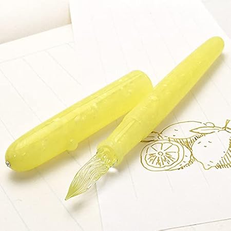 Amazon Pent ペント By 大西製作所 まつぼっくり アセテート キャップ付きガラスペン 檸檬 M 中字 ガラスペンは持ち歩く時代 おしゃれできれいな日本製ガラスペン デスクペン 文房具 オフィス用品