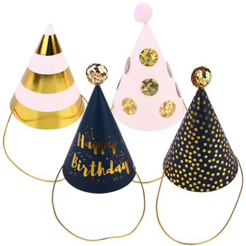 Cabilock Festa Di Compleanno Indimenticabile - 4 Cappellini Da Compleanno Assortiti Con Torta E Decorazioni Accessori Per Feste