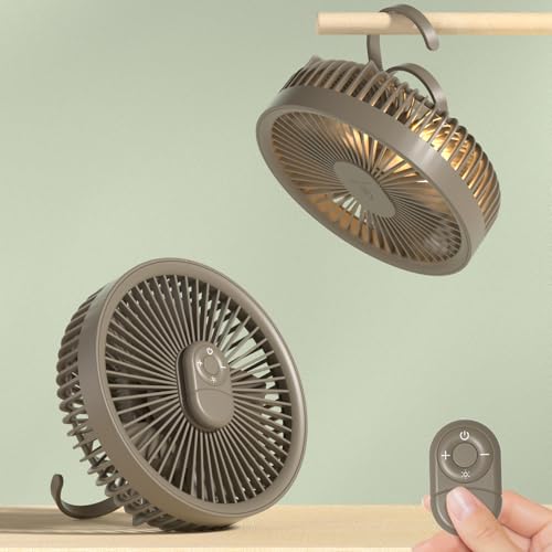 扇風機 卓上 壁掛け 吊り下げ 2025新型 1台3役 マグネットリモコン付き LED照明機能付き サーキュレーター USB充電 風量4段階調節 パワフル送風 ミニファン 吊り下げ 大風量 Type-c スピード充電 熱中症対策 アウトドア キャンプ オフィス【ユニバーサルstore】 (ブラウン) 扇風機 卓上 壁掛け 吊り下げ 2025新型 1台3役 マグネットリモコン付き LED照明機能付き サーキュレーター USB充電 風量4段階調節 パワフル送風 ミニファン 吊り下げ 大風量 Type-c スピード充電 熱中症対策 アウトドア キャンプ オフィス【ユニバーサルstore】 (ブラウン)