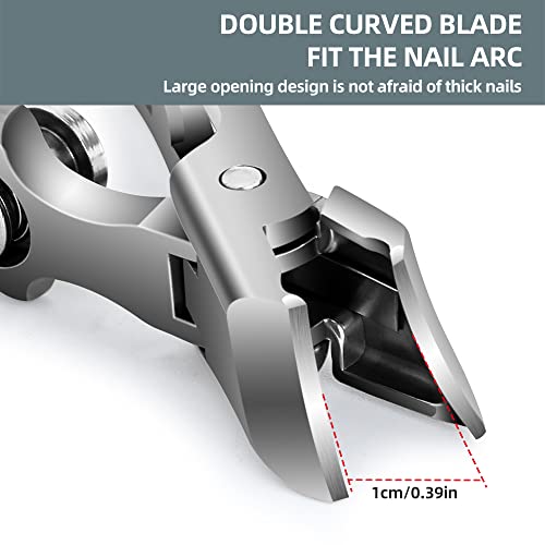 Ultra Wide Diagonal Jaw Nail Clippers & Nano Nail File Toenail Clippers Slanted Edge For Thick Nails Cutter For Ingrown Manicure,Pedicure,Men & Women (Classic Diagonal -Silver) #TOP3