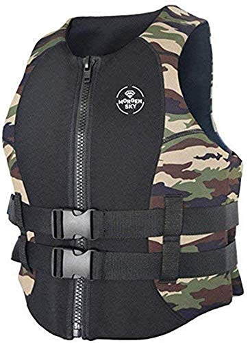 MORGEN SKY ライフジャケット フローティングベスト 親子 男女カップル 子供用 救命胴衣 フィッシングベスト SKY101(迷彩大人,L)