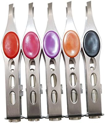 Boger Stainless Steel LED Light Eyebrow Tweezers Hair Removal Brow Clip Random Color